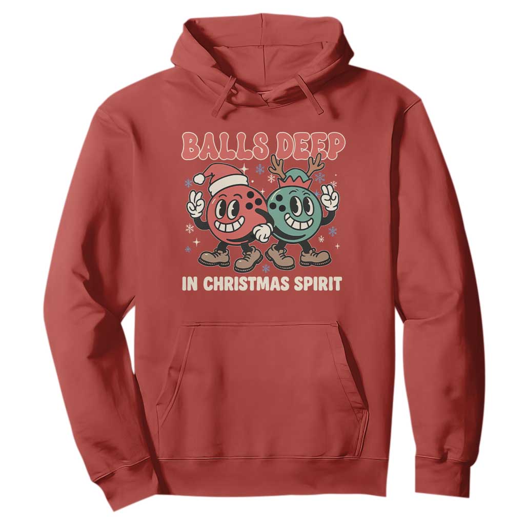 Funny Christmas Bowling Hoodie Balls Deep In Christmas Spirit TS11 Red Print Your Wear
