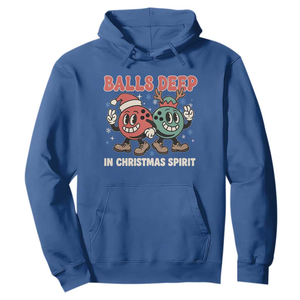 Funny Christmas Bowling Hoodie Balls Deep In Christmas Spirit TS11 Royal Blue Print Your Wear