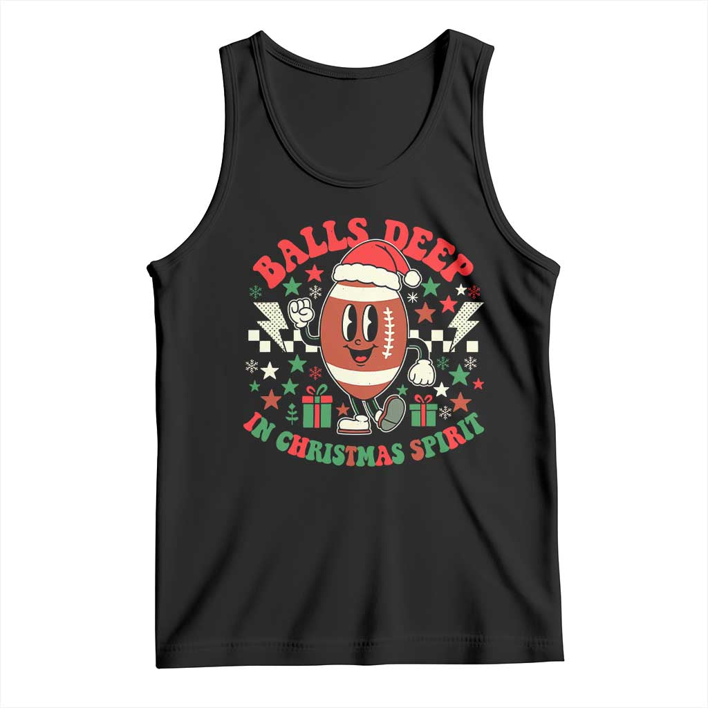 Funny Xmas American Football Tank Top Balls Deep In Christmas Spirit Game Day TS11 Black Print Your Wear