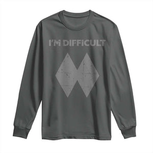 Funny Ski Snowboard Long Sleeve Shirt I'm Difficult Double Black Diamonds TS11 Dark Heather Print Your Wear