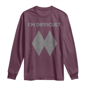 Funny Ski Snowboard Long Sleeve Shirt I'm Difficult Double Black Diamonds TS11 Maroon Print Your Wear