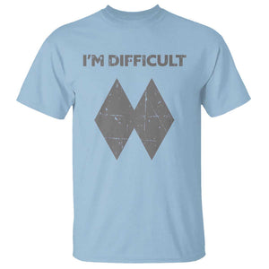 Funny Ski Snowboard T Shirt I'm Difficult Double Black Diamonds TS11 Light Blue Print Your Wear