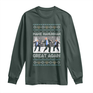 Funny Make Hanukkah Great Again Trump Long Sleeve Shirt Menorah David Stars TS11 Dark Forest Green Print Your Wear