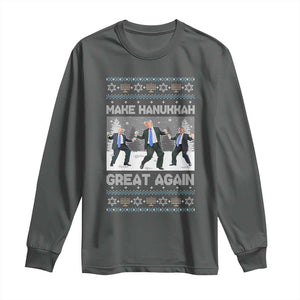 Funny Make Hanukkah Great Again Trump Long Sleeve Shirt Menorah David Stars TS11 Dark Heather Print Your Wear