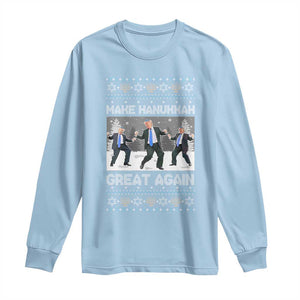 Funny Make Hanukkah Great Again Trump Long Sleeve Shirt Menorah David Stars TS11 Light Blue Print Your Wear