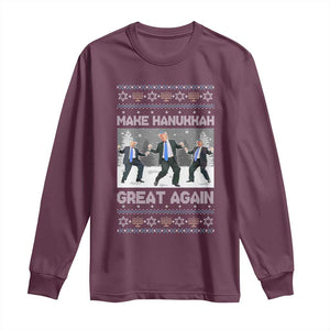 Funny Make Hanukkah Great Again Trump Long Sleeve Shirt Menorah David Stars TS11 Maroon Print Your Wear