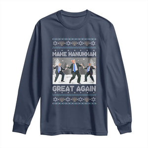 Funny Make Hanukkah Great Again Trump Long Sleeve Shirt Menorah David Stars TS11 Navy Print Your Wear