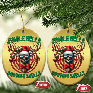 Funny Xmas Hunting Christmas Ornament Jingle Bells Shotgun Shells Santa Deer TS11 Oval Gold Print Your Wear