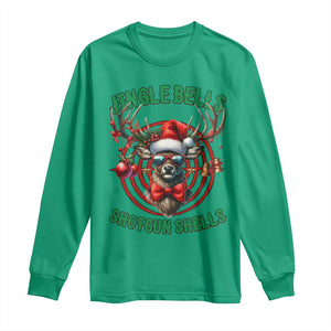 Funny Christmas Hunting Long Sleeve Shirt Jingle Bells Shotgun Shells Santa Deer TS11 Irish Green Print Your Wear