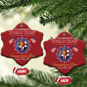 47th President Donald Trump Inauguration Day 2025 Memorabilia Christmas Ornament TS11 Snow Flake Red Print Your Wear