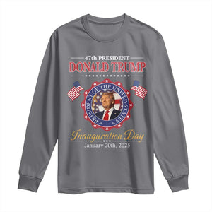 47th President Donald Trump Inauguration Day 2025 Memorabilia Long Sleeve Shirt TS11 Charcoal Print Your Wear