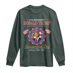 47th President Donald Trump Inauguration Day 2025 Memorabilia Long Sleeve Shirt TS11 Dark Forest Green Print Your Wear