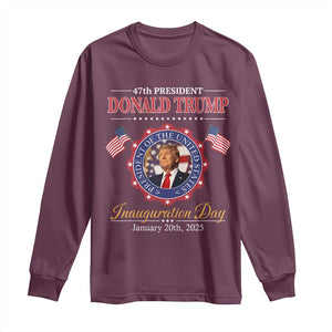 47th President Donald Trump Inauguration Day 2025 Memorabilia Long Sleeve Shirt TS11 Maroon Print Your Wear