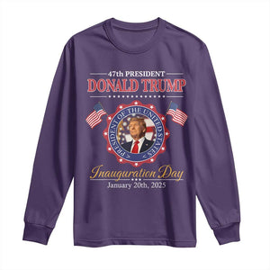 47th President Donald Trump Inauguration Day 2025 Memorabilia Long Sleeve Shirt TS11 Purple Print Your Wear