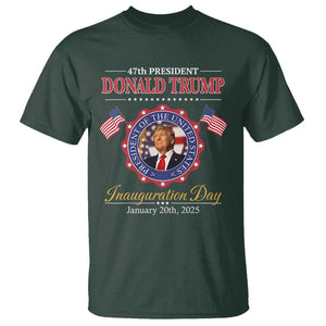 47th President Donald Trump Inauguration Day 2025 Memorabilia T Shirt TS11 Dark Forest Green Print Your Wear