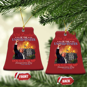 47th President Donald Trump Inauguration Day 2025 Christmas Ornament White House Fireworks American Flag Memorabilia TS11 Bell Flake Red Print Your Wear