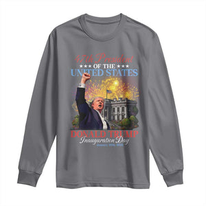 47th President Donald Trump Inauguration Day 2025 Long Sleeve Shirt White House Fireworks American Flag Memorabilia TS11 Charcoal Print Your Wear