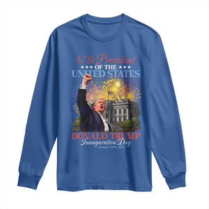 47th President Donald Trump Inauguration Day 2025 Long Sleeve Shirt White House Fireworks American Flag Memorabilia TS11 Royal Blue Print Your Wear