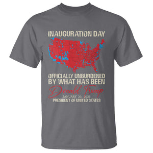 47th President Donald Trump Inauguration Day 2025 T Shirt Officially Unburdened By What Has Been American Maps TS11 Charcoal Print Your Wear