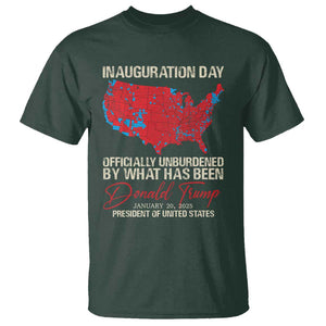 47th President Donald Trump Inauguration Day 2025 T Shirt Officially Unburdened By What Has Been American Maps TS11 Dark Forest Green Print Your Wear