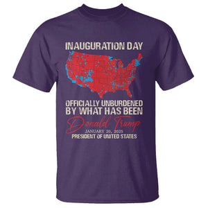 47th President Donald Trump Inauguration Day 2025 T Shirt Officially Unburdened By What Has Been American Maps TS11 Purple Print Your Wear