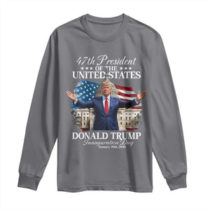 47th President Donald Trump Inauguration Day 2025 Long Sleeve Shirt United States Capitol American Flag Memorabilia TS11 Charcoal Print Your Wear