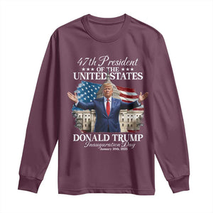 47th President Donald Trump Inauguration Day 2025 Long Sleeve Shirt United States Capitol American Flag Memorabilia TS11 Maroon Print Your Wear