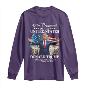 47th President Donald Trump Inauguration Day 2025 Long Sleeve Shirt United States Capitol American Flag Memorabilia TS11 Purple Print Your Wear