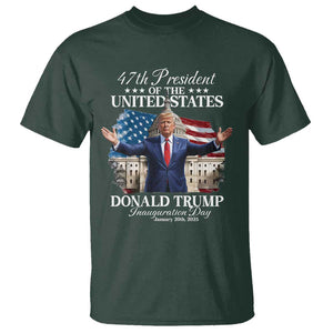 47th President Donald Trump Inauguration Day 2025 T Shirt United States Capitol American Flag Memorabilia TS11 Dark Forest Green Print Your Wear