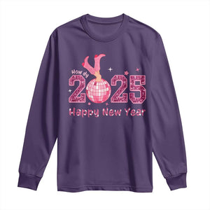 Funny Howdy 2025 Happy New Year Long Sleeve Shirt Cowgirl New Year's Eve Party Disco Ball TS11 Purple Print Your Wear