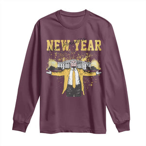 Funny Trump New Year New America 2025 Long Sleeve Shirt TS11 Maroon Print Your Wear