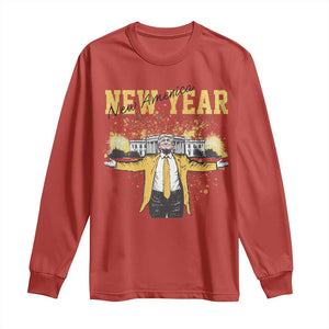 Funny Trump New Year New America 2025 Long Sleeve Shirt TS11 Red Print Your Wear