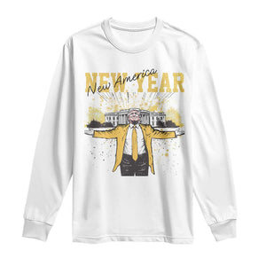 Funny Trump New Year New America 2025 Long Sleeve Shirt TS11 White Print Your Wear