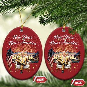 Funny Trump New Year New America 2025 Christmas Ornament White House American Flag TS11 Oval Red Print Your Wear