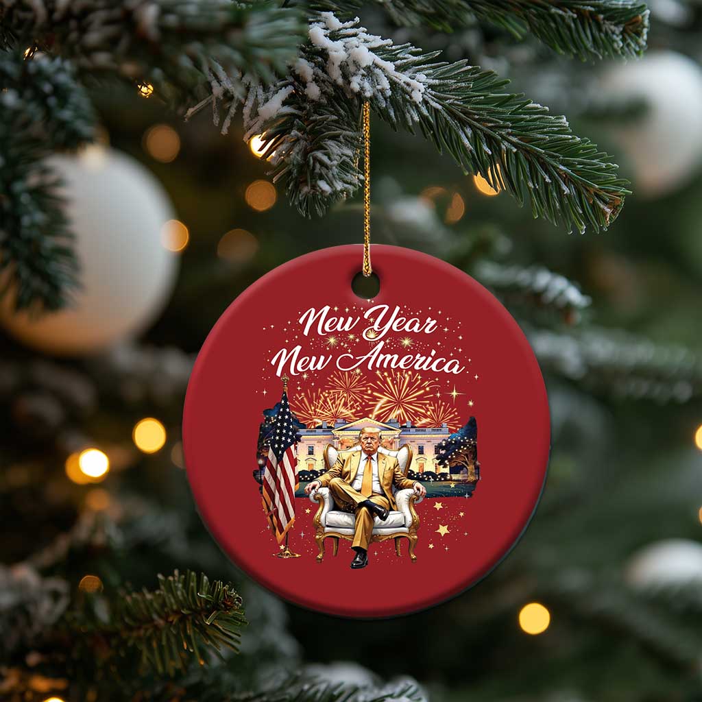 Funny Trump New Year New America 2025 Christmas Ornament White House American Flag TS11 Print Your Wear