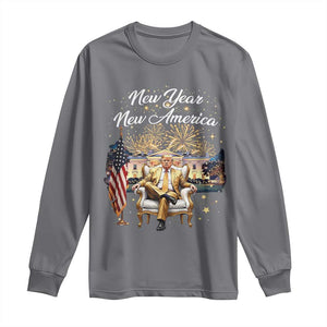 Funny Trump New Year New America 2025 Long Sleeve Shirt White House American Flag TS11 Charcoal Print Your Wear