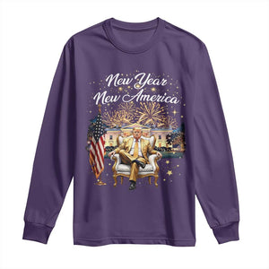 Funny Trump New Year New America 2025 Long Sleeve Shirt White House American Flag TS11 Purple Print Your Wear