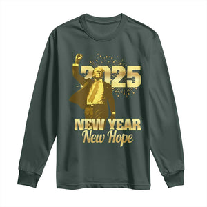 Funny Trump New Year New Hope 2025 Long Sleeve Shirt TS11 Dark Forest Green Print Your Wear