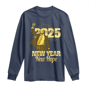 Funny Trump New Year New Hope 2025 Long Sleeve Shirt TS11 Navy Print Your Wear