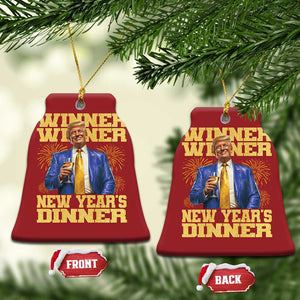 Funny Trump New Year 2025 Christmas Ornament Winner Winner New Year's Dinner Champagne TS11 Bell Flake Red Print Your Wear