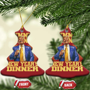 Funny Trump New Year 2025 Christmas Ornament Winner Winner New Year's Dinner Champagne TS11 Christmas Tree Red Print Your Wear