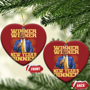 Funny Trump New Year 2025 Christmas Ornament Winner Winner New Year's Dinner Champagne TS11 Heart Red Print Your Wear