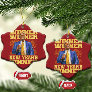 Funny Trump New Year 2025 Christmas Ornament Winner Winner New Year's Dinner Champagne TS11 Snow Flake Red Print Your Wear