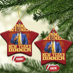 Funny Trump New Year 2025 Christmas Ornament Winner Winner New Year's Dinner Champagne TS11 Star Red Print Your Wear