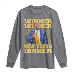 Funny Trump New Year 2025 Long Sleeve Shirt Winner Winner New Year's Dinner Champagne TS11 Charcoal Print Your Wear