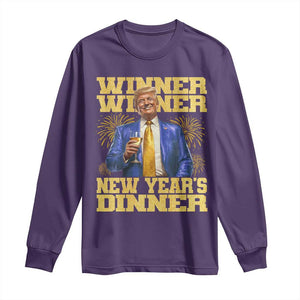 Funny Trump New Year 2025 Long Sleeve Shirt Winner Winner New Year's Dinner Champagne TS11 Purple Print Your Wear