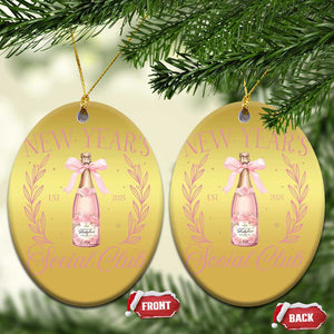 New Year's Social Club 2025 Christmas Ornament Coquette Champagne Bottles TS11 Oval Gold Print Your Wear