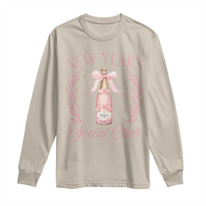 New Year's Social Club 2025 Long Sleeve Shirt Coquette Champagne Bottles TS11 Sand Print Your Wear