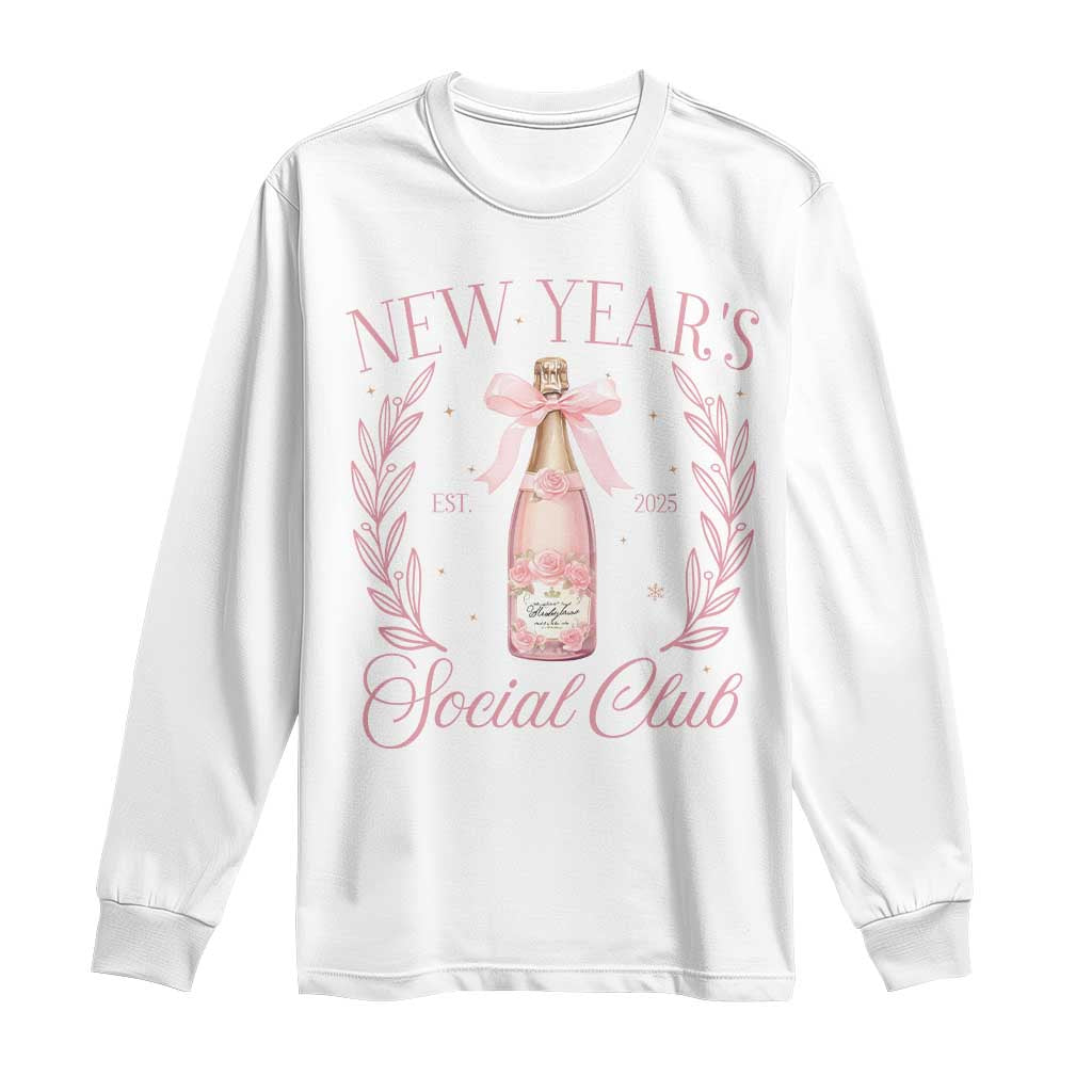 New Year's Social Club 2025 Long Sleeve Shirt Coquette Champagne Bottles TS11 White Print Your Wear