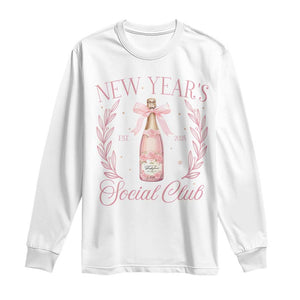 New Year's Social Club 2025 Long Sleeve Shirt Coquette Champagne Bottles TS11 White Print Your Wear